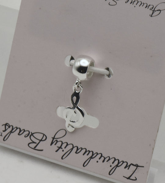 Vintage Sterling Silver Treble Clef Charm Bead