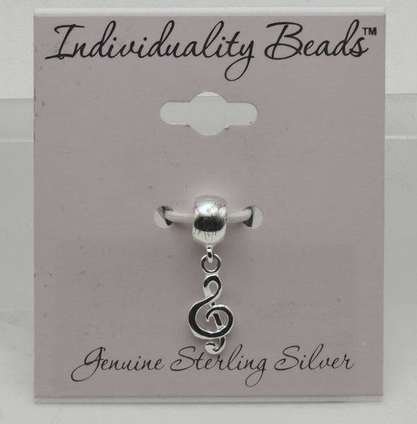 Vintage Sterling Silver Treble Clef Charm Bead