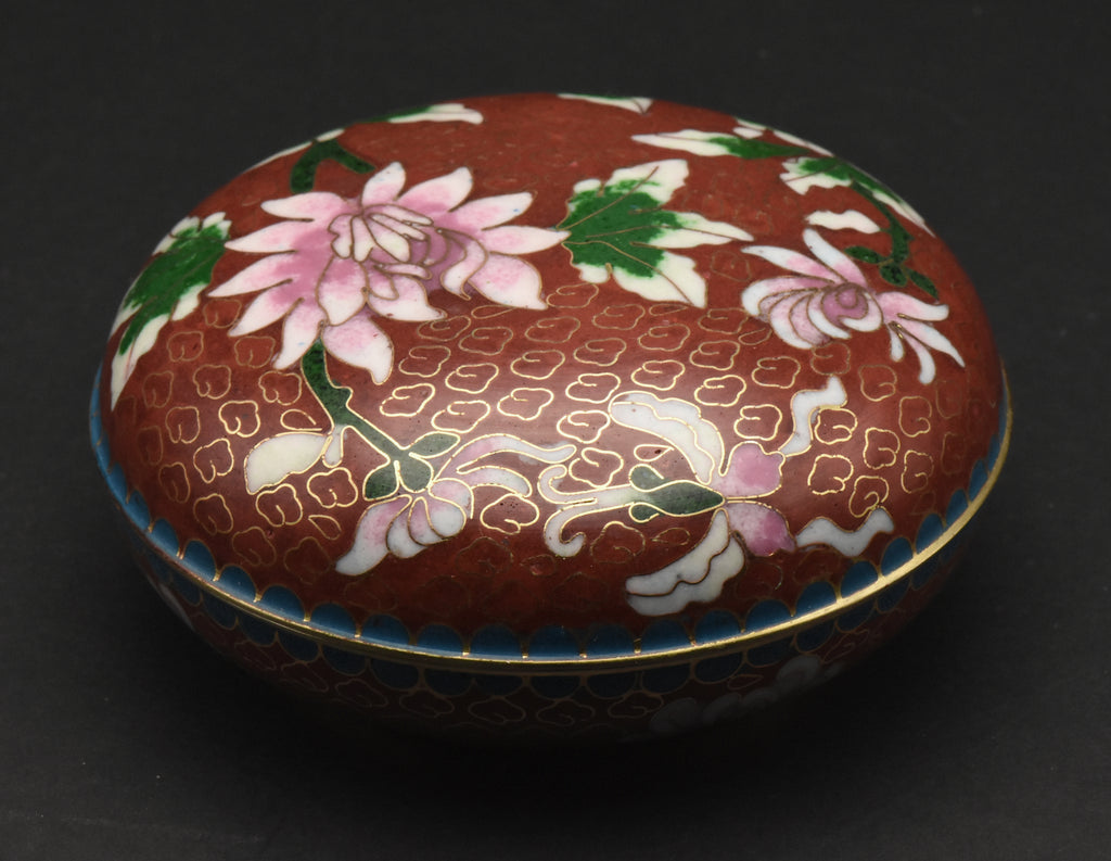 VIntage Round Cloisonne Enamel Lidded Box