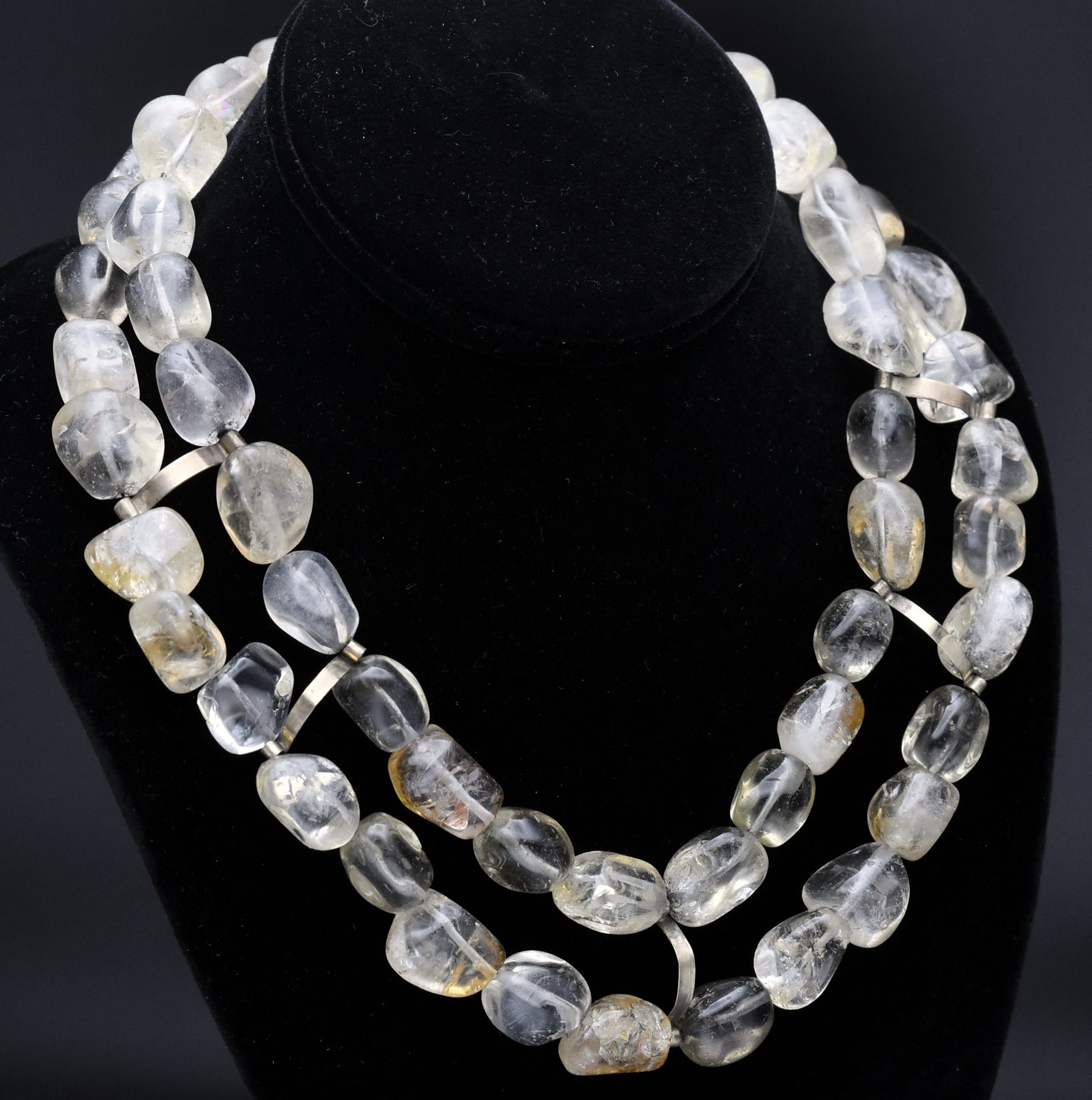 Revital - Vintage Double Strand Tumbled Citrine Bead Necklace - 17.5"