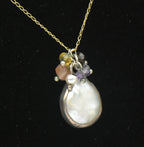 Vintage 10k Coin Pearl Pendant Chain Necklace - 16.5"