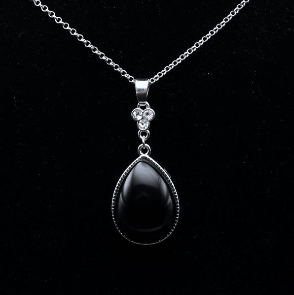 Composite Black Onyx Pendant Chain Necklace