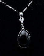 Composite Black Onyx Pendant Chain Necklace