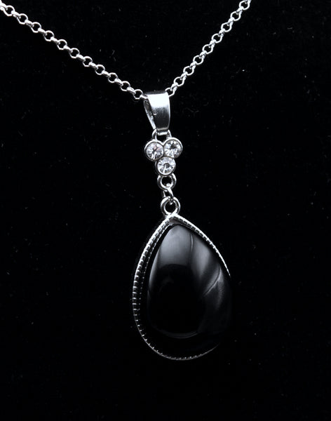 Composite Black Onyx Pendant Chain Necklace