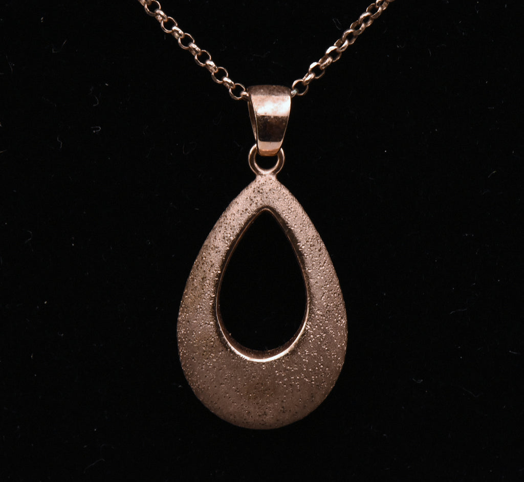 Vintage Sterling Silver Copper Tone Pendant Necklace