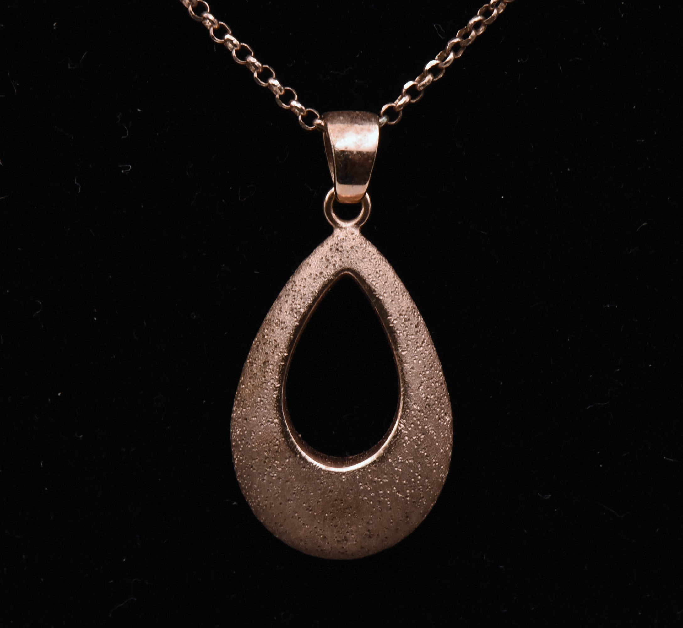 Vintage Sterling Silver Copper Tone Pendant Necklace
