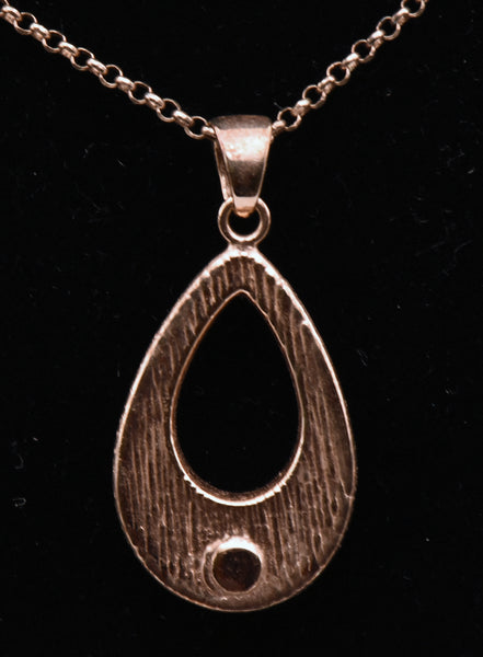 Vintage Sterling Silver Copper Tone Pendant Necklace