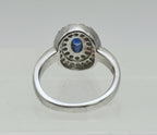 Vintage Sterling Silver Imitation Sapphire Halo Ring - Size 5