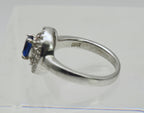 Vintage Sterling Silver Imitation Sapphire Halo Ring - Size 5