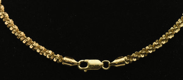Milor - Vintage 14k Gold Labradorite Italian Lira Pendant on Tinsel Link Sterling Necklace - 18"