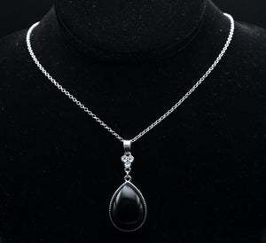 Composite Black Onyx Pendant Chain Necklace