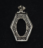 Vintage 14K White Gold Pendant - MISSING STONE