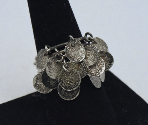 Vintage Multi-Ring Dangling Mini Coins Ring - Size 8