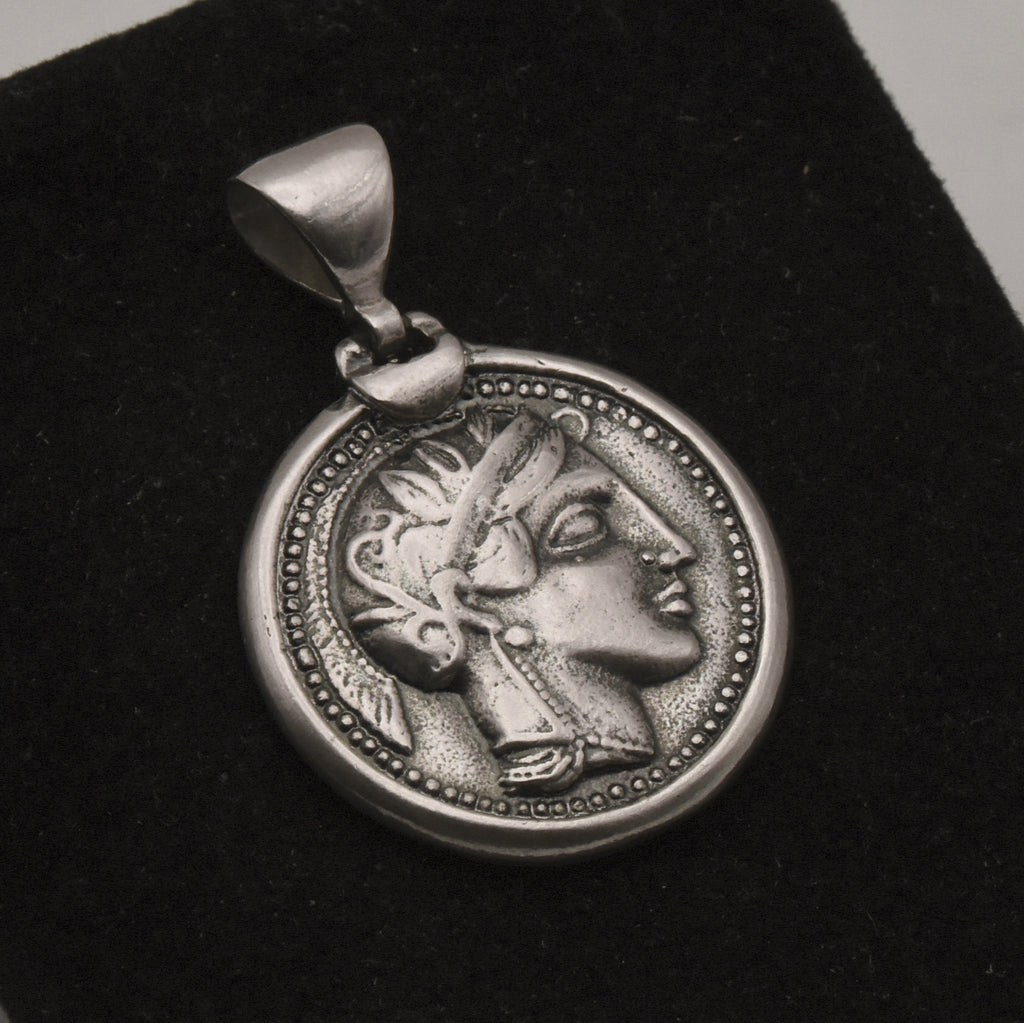Vintage Reproduction Greek Coin Sterling Silver Pendant