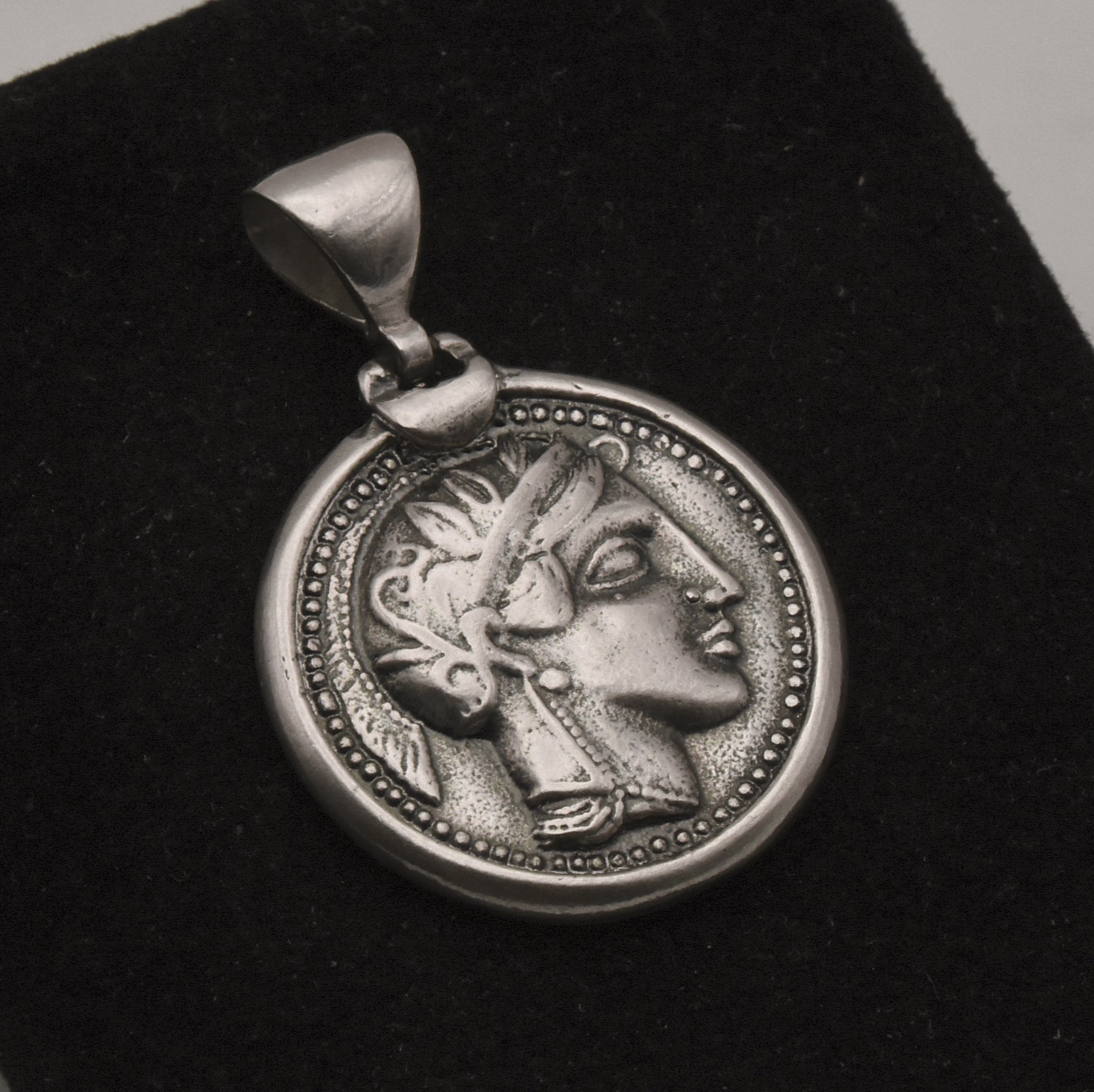 Vintage Reproduction Greek Coin Sterling Silver Pendant