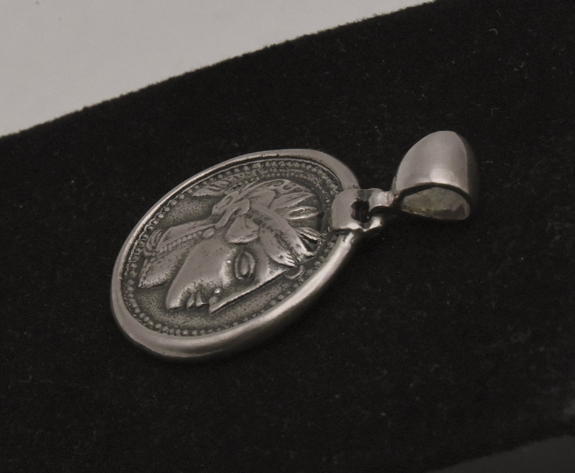 Vintage Reproduction Greek Coin Sterling Silver Pendant