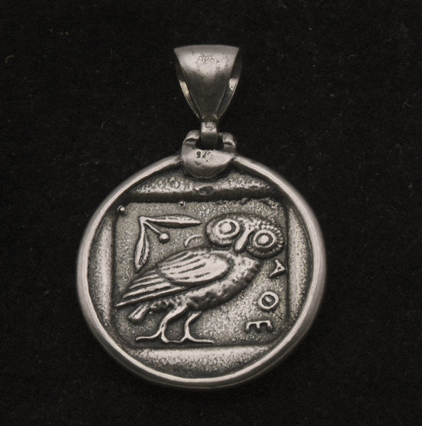 Vintage Reproduction Greek Coin Sterling Silver Pendant