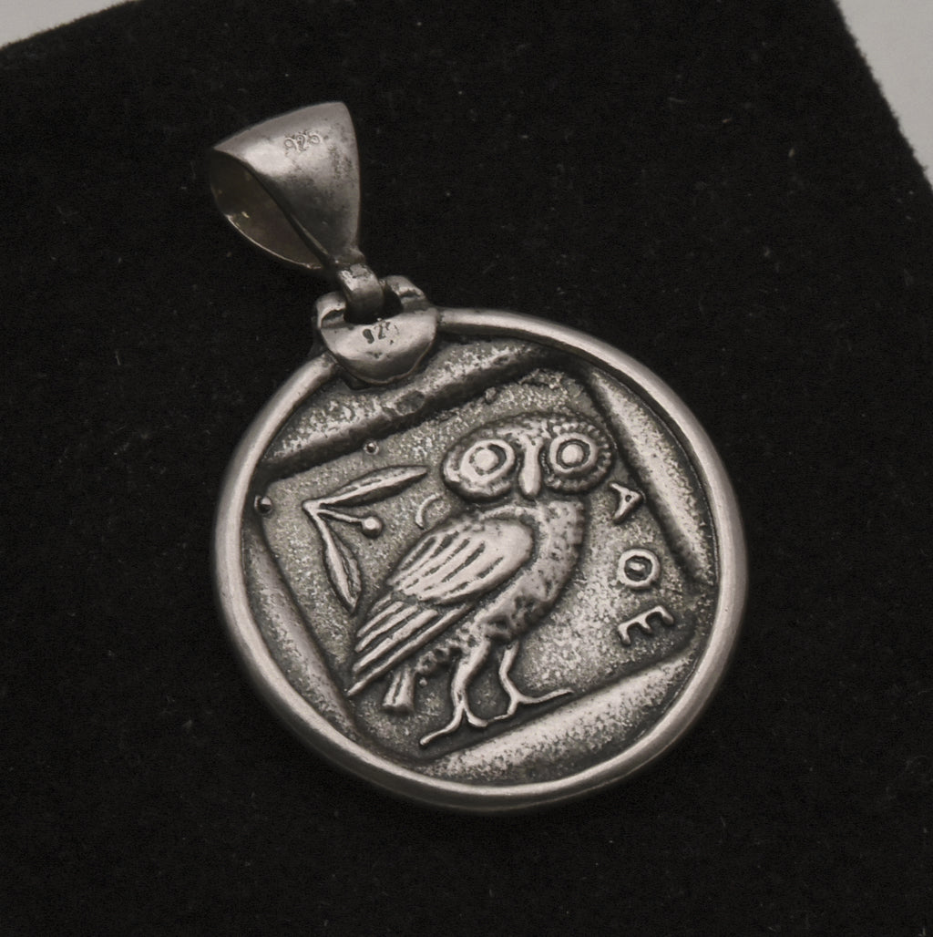Vintage Reproduction Greek Coin Sterling Silver Pendant