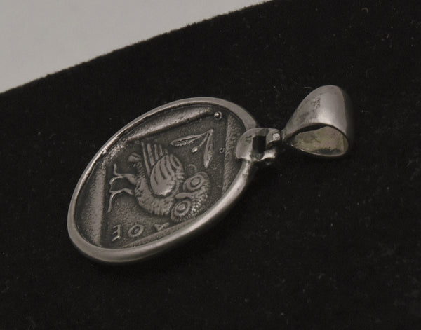 Vintage Reproduction Greek Coin Sterling Silver Pendant