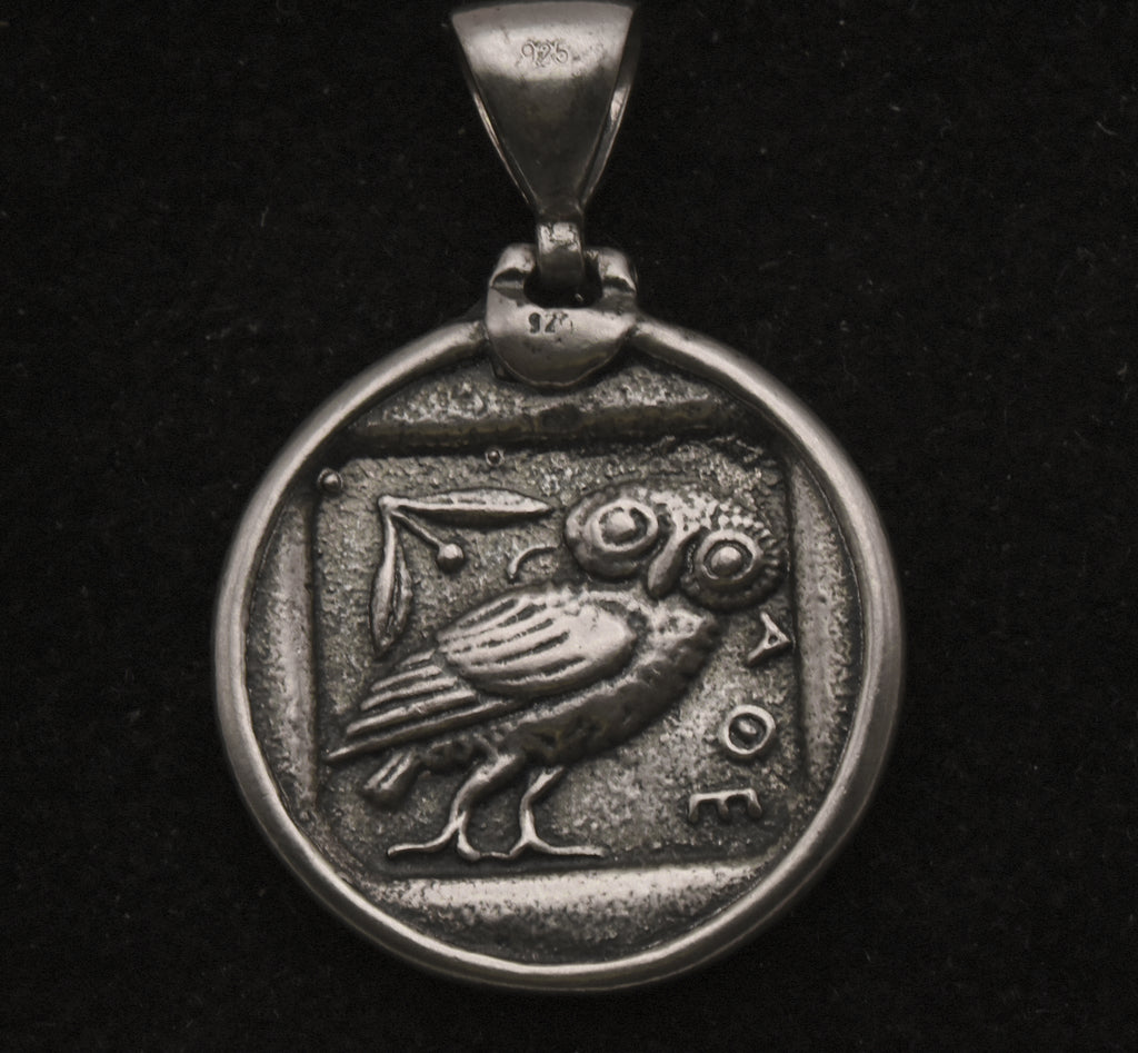 Vintage Reproduction Greek Coin Sterling Silver Pendant