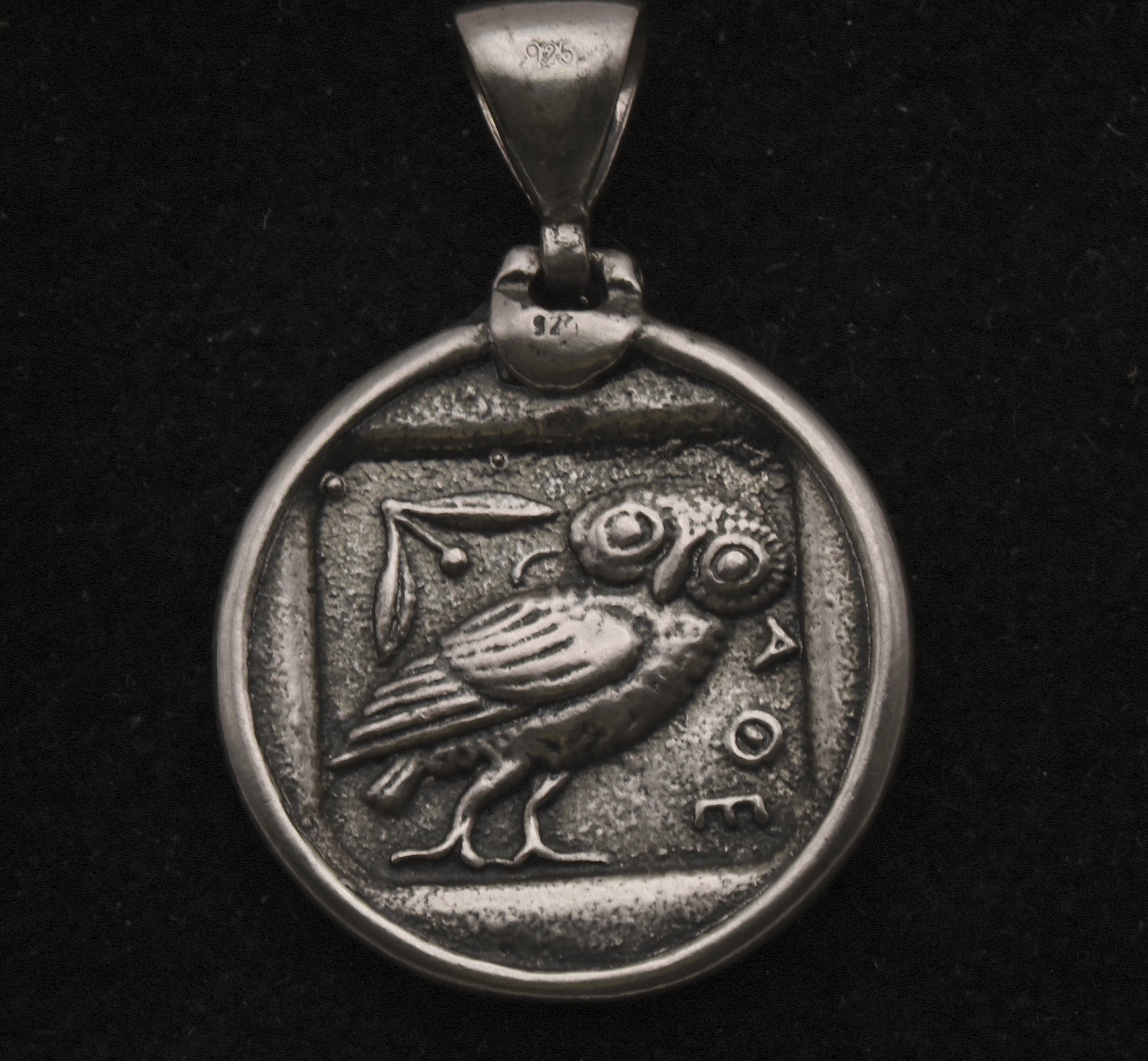 Vintage Reproduction Greek Coin Sterling Silver Pendant