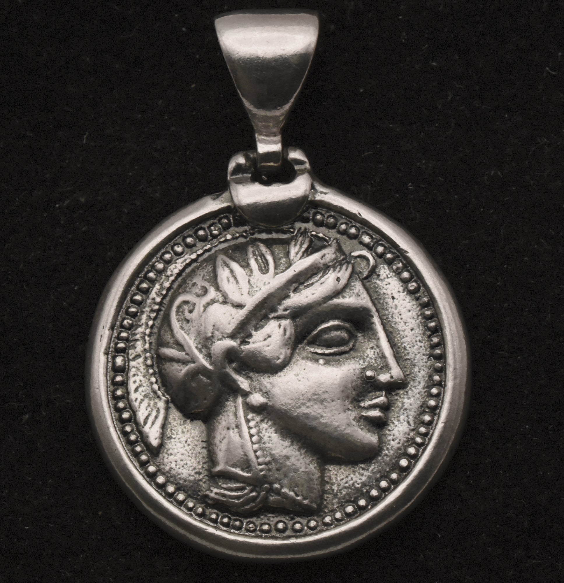 Vintage Reproduction Greek Coin Sterling Silver Pendant