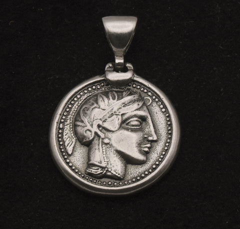 Vintage Reproduction Greek Coin Sterling Silver Pendant