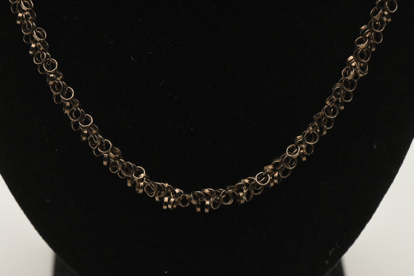 Vintage Italian Sterling Silver Copper Tone Dangling Link Necklace - 24"