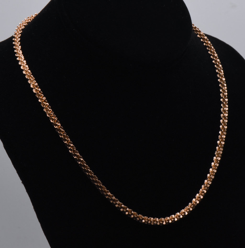 Vintage Sterling Silver Copper Tone Bling Link Necklace - 18"