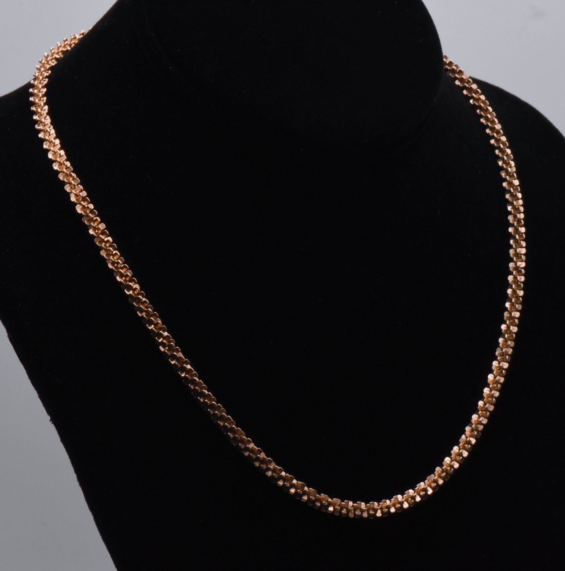 Vintage Sterling Silver Copper Tone Bling Link Necklace - 18"