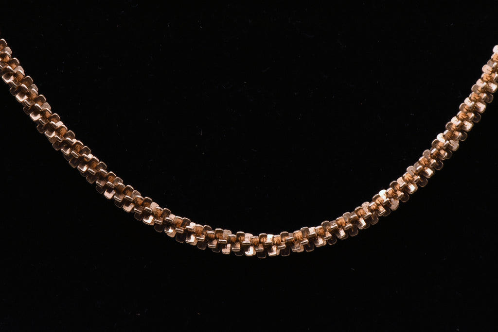 Vintage Sterling Silver Copper Tone Bling Link Necklace - 18"