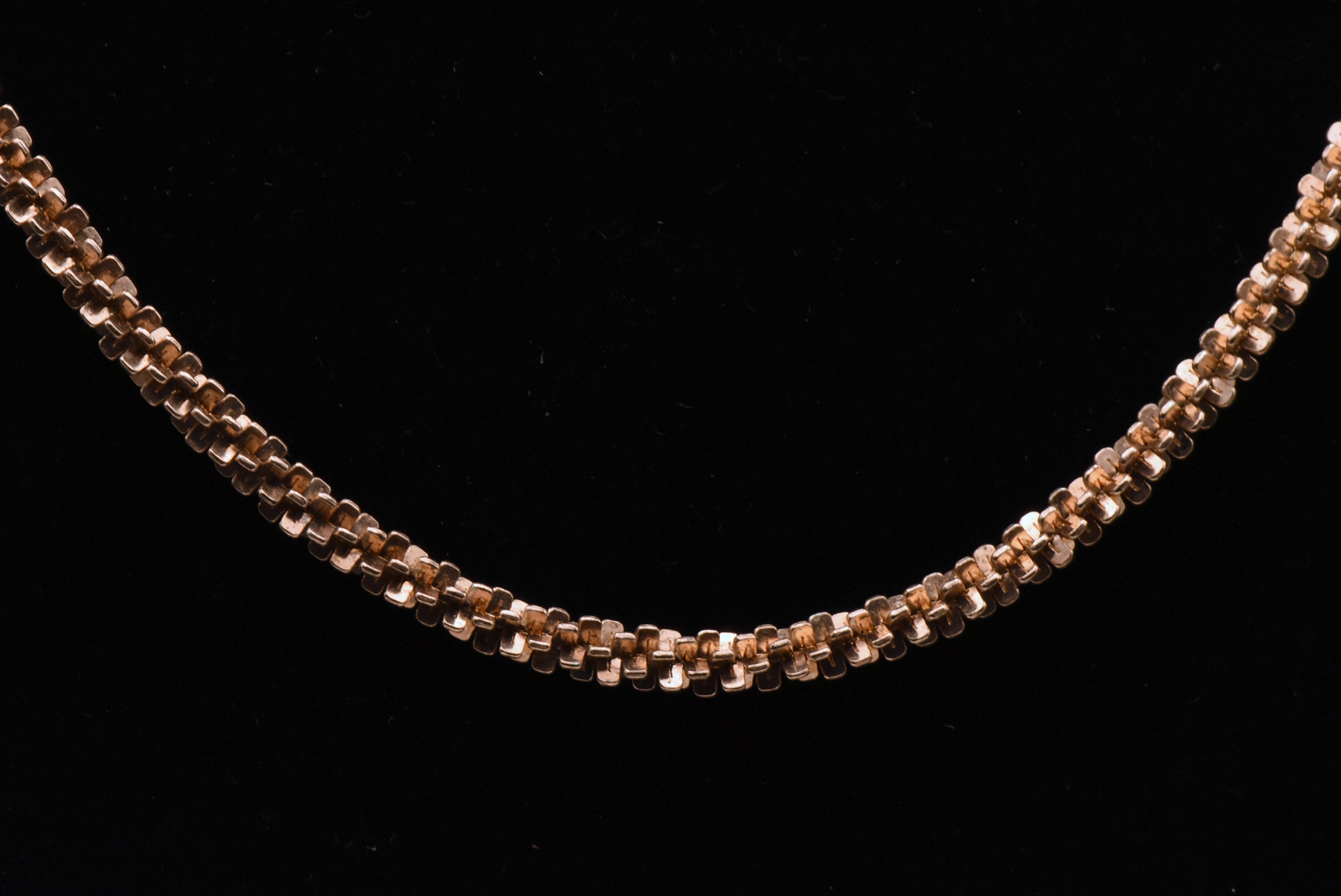 Vintage Sterling Silver Copper Tone Bling Link Necklace - 18"