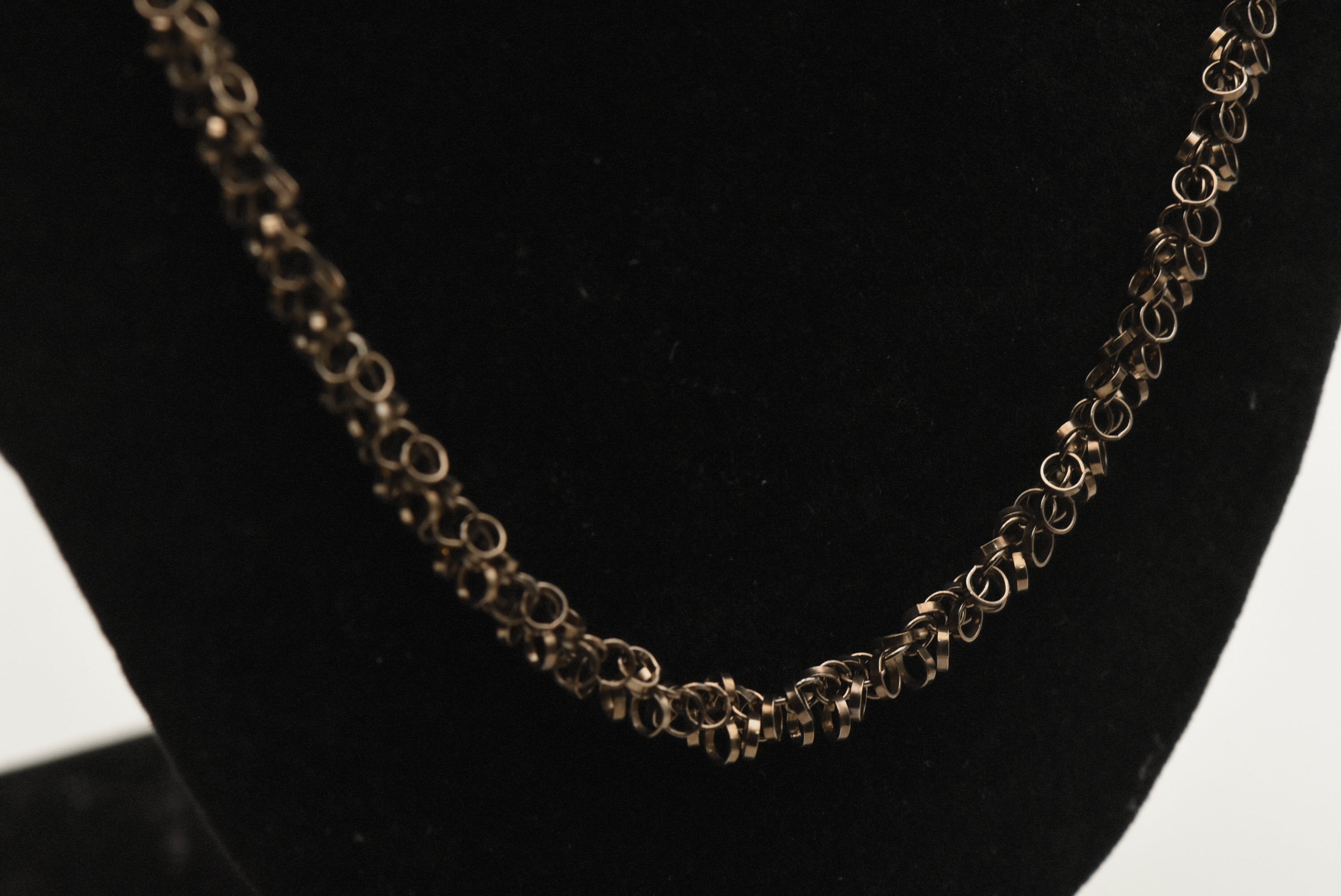 Vintage Italian Sterling Silver Copper Tone Dangling Link Necklace - 24"