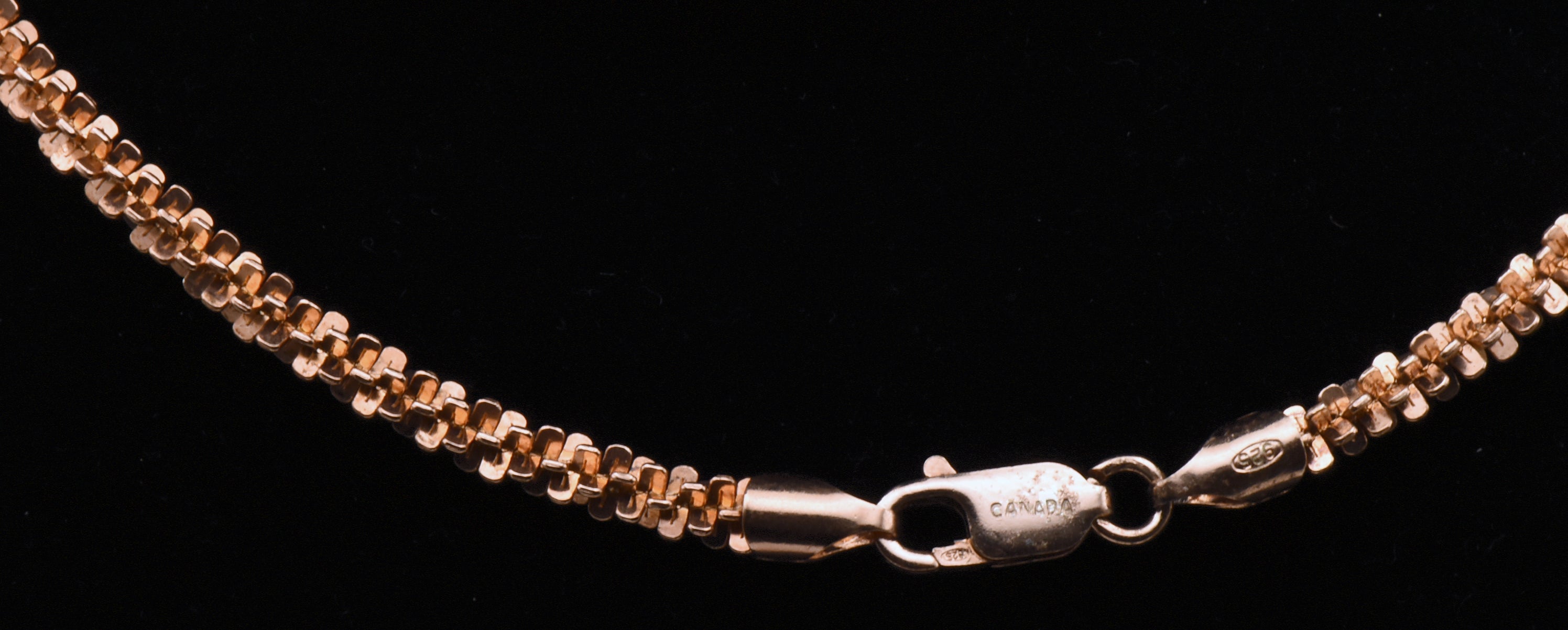 Vintage Sterling Silver Copper Tone Bling Link Necklace - 18"