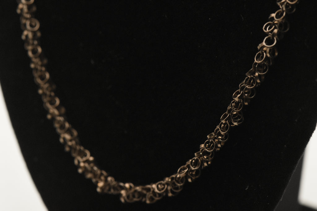 Vintage Italian Sterling Silver Copper Tone Dangling Link Necklace - 24"