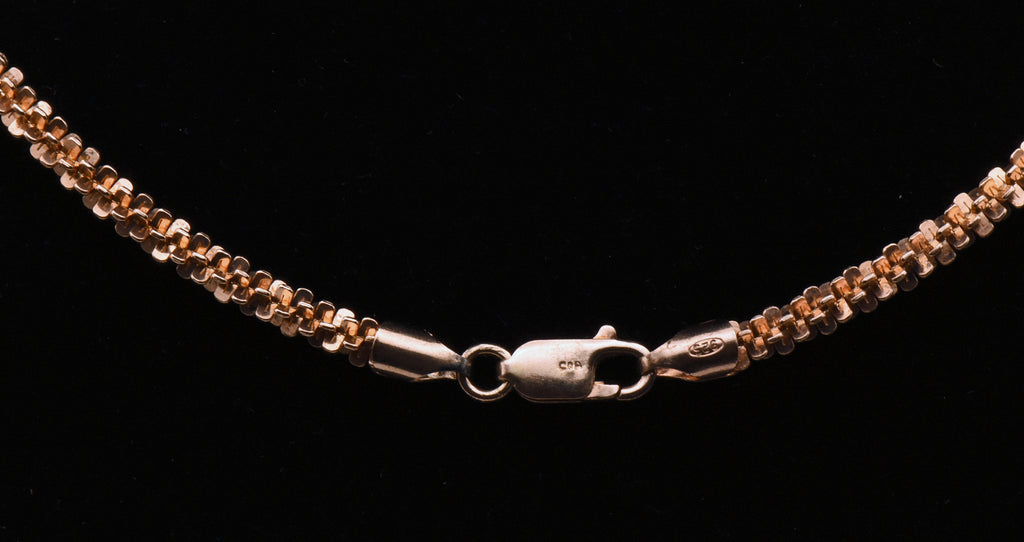 Vintage Sterling Silver Copper Tone Bling Link Necklace - 18"