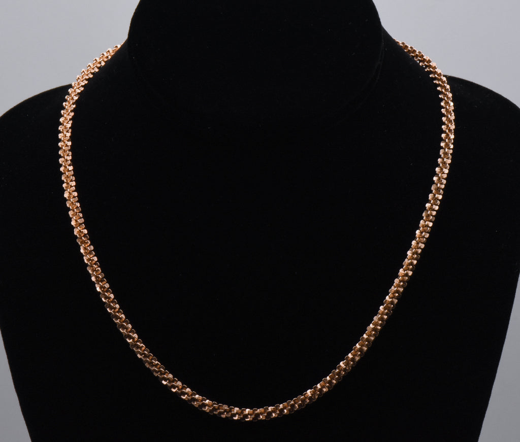 Vintage Sterling Silver Copper Tone Bling Link Necklace - 18"