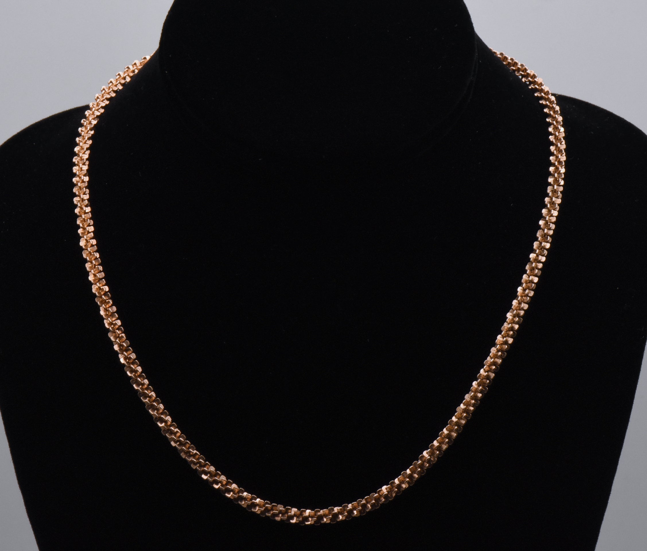 Vintage Sterling Silver Copper Tone Bling Link Necklace - 18"