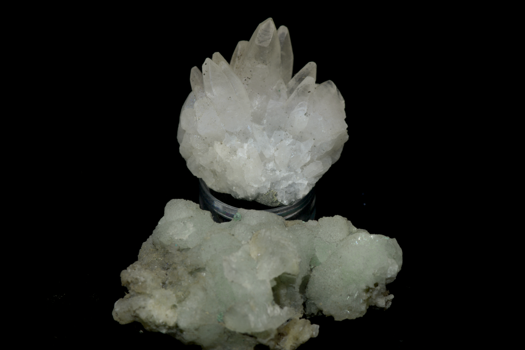 Small Prehnite and Calcite Crystal Cluster Mineral Specimens