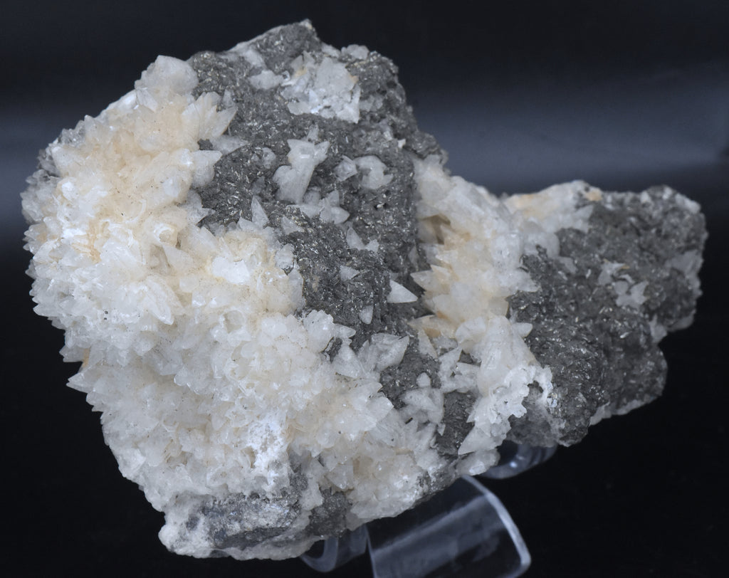 Calcite Crystal Clusters on Pyrite Mineral Specimen