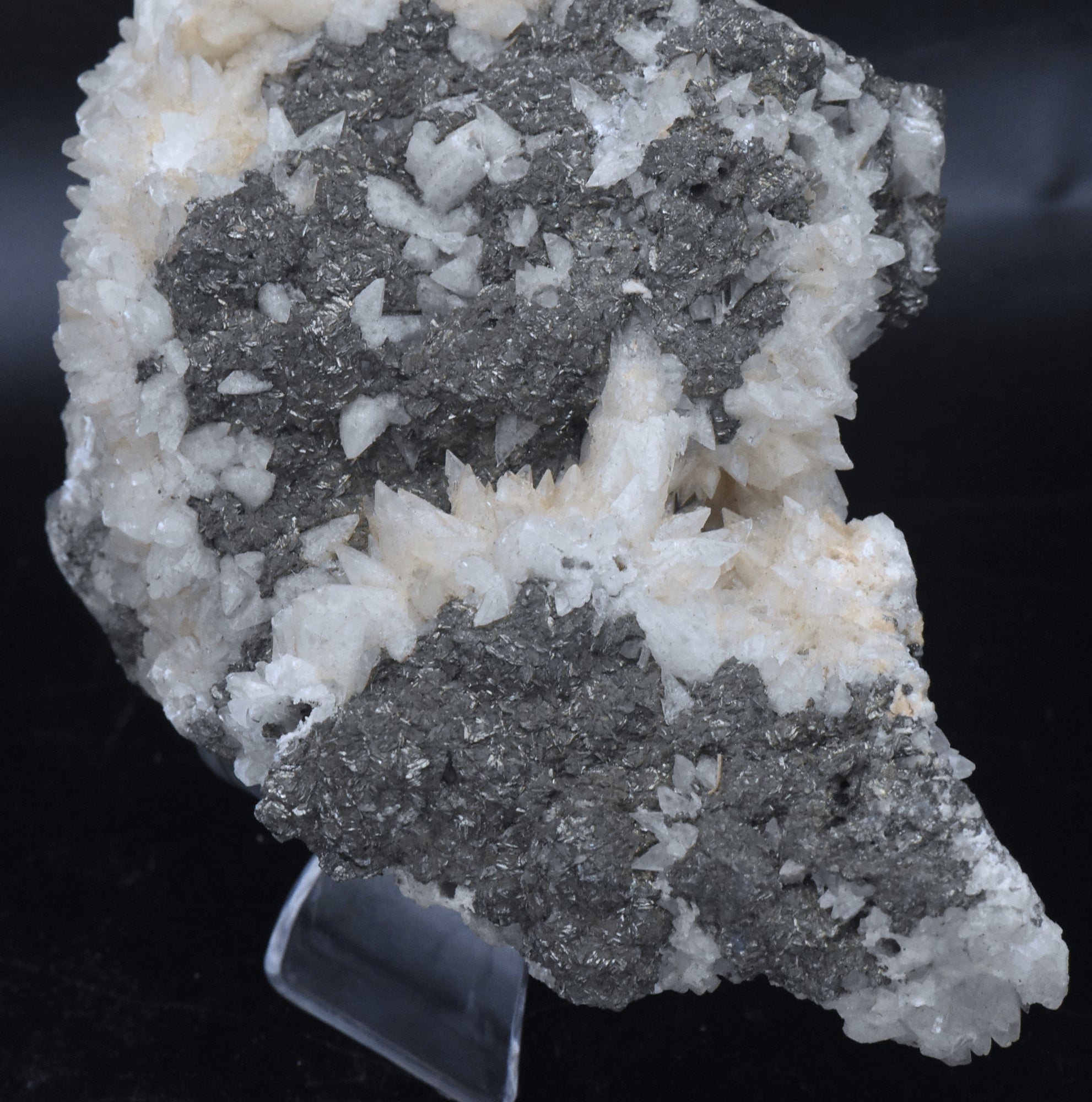 Calcite Crystal Clusters on Pyrite Mineral Specimen