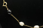 Vintage 18k Pearls and Black Onyx Chain Necklace - 21"