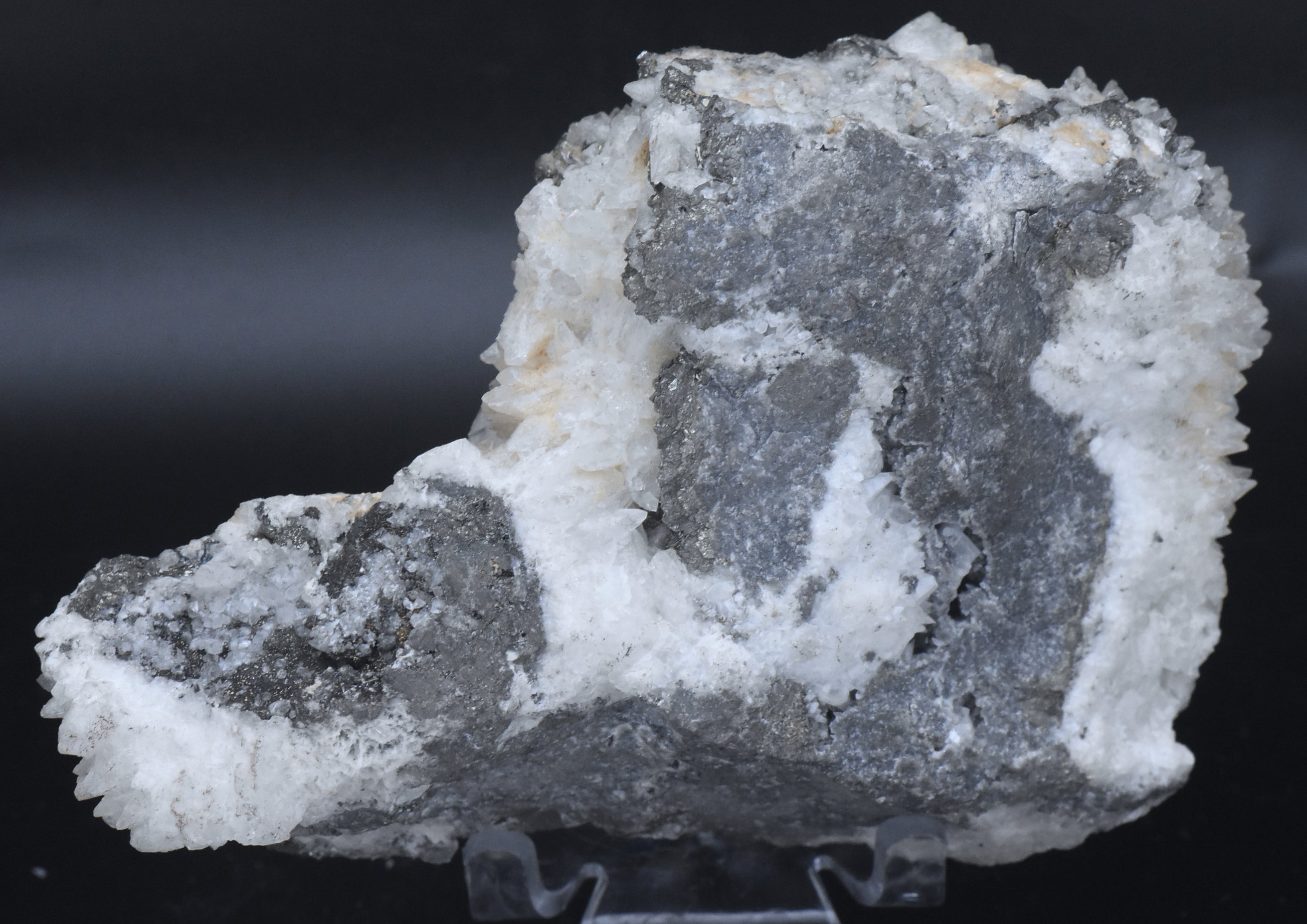 Calcite Crystal Clusters on Pyrite Mineral Specimen