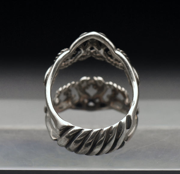 Carolyn Pollack - Vintage Sterling Silver Double Crown Finger Ring - Size 9.25