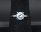 Vintage Sterling Silver Crystal Solitaire Ring - Size 7