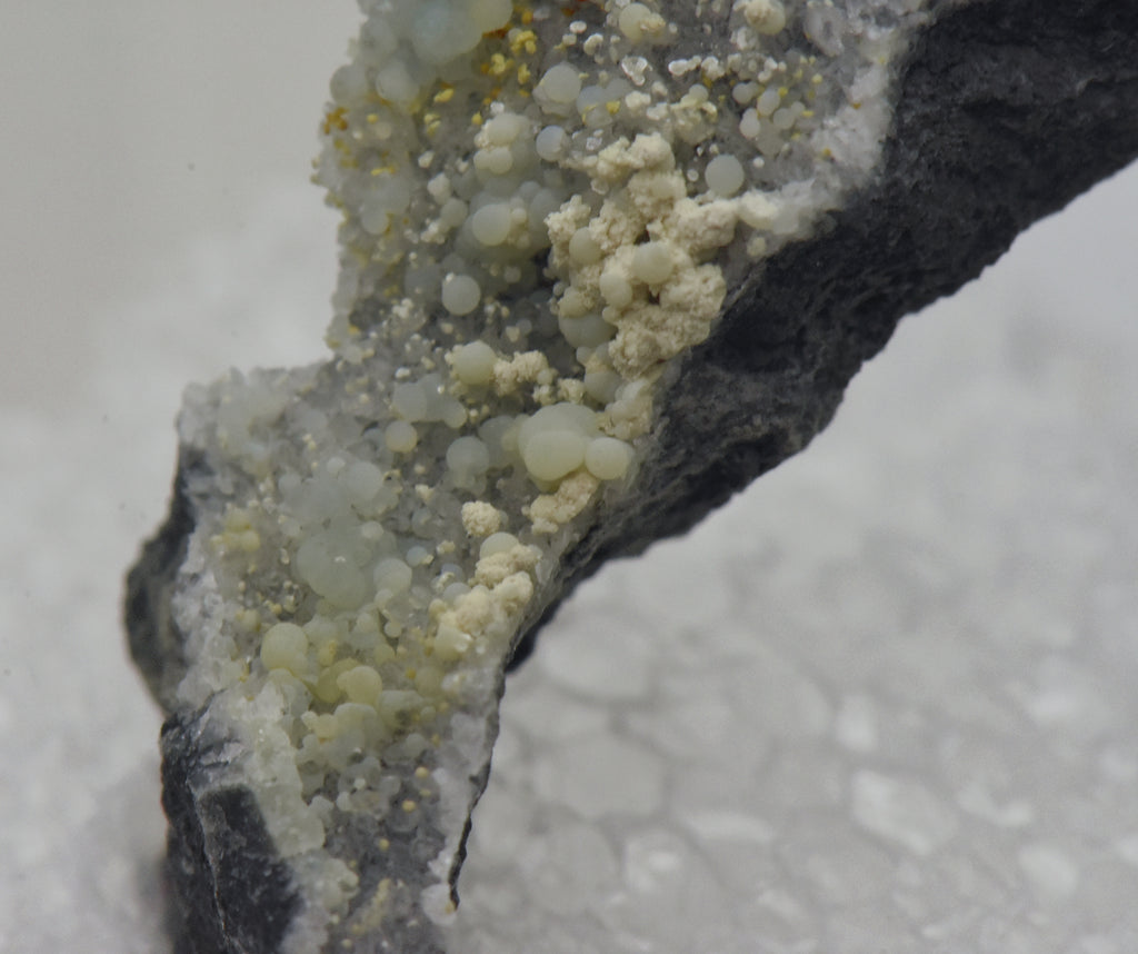 Crandallite with Variscite and Minor Cacoxenite on Quartz Thumbnail Specimen - Nevada, USA