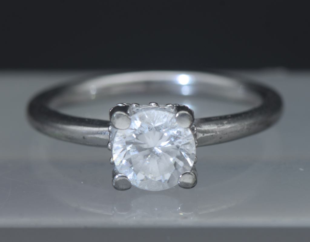 Vintage Sterling Silver Crystal Solitaire Ring - Size 7