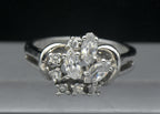 Vintage Sterling Silver CZ Crown Ring - Size 8