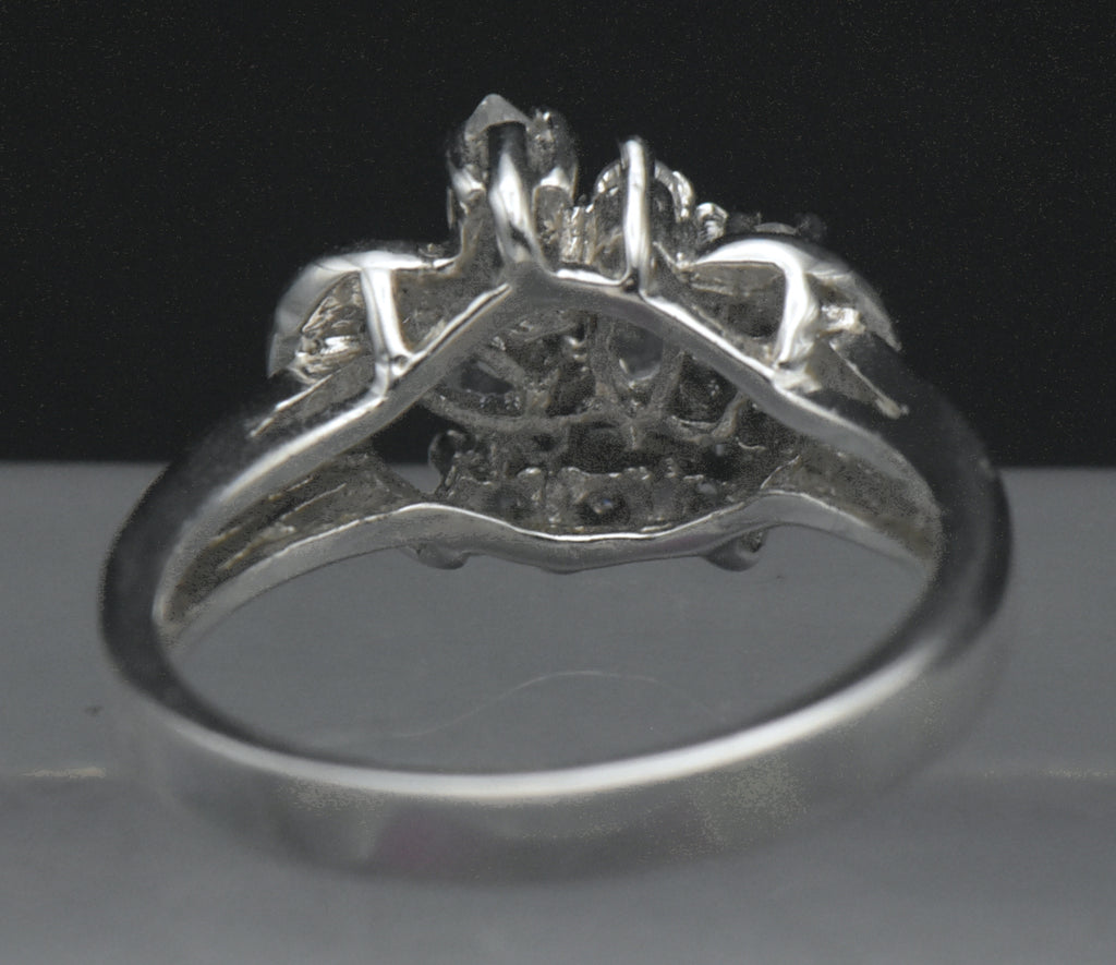 Vintage Sterling Silver CZ Crown Ring - Size 8