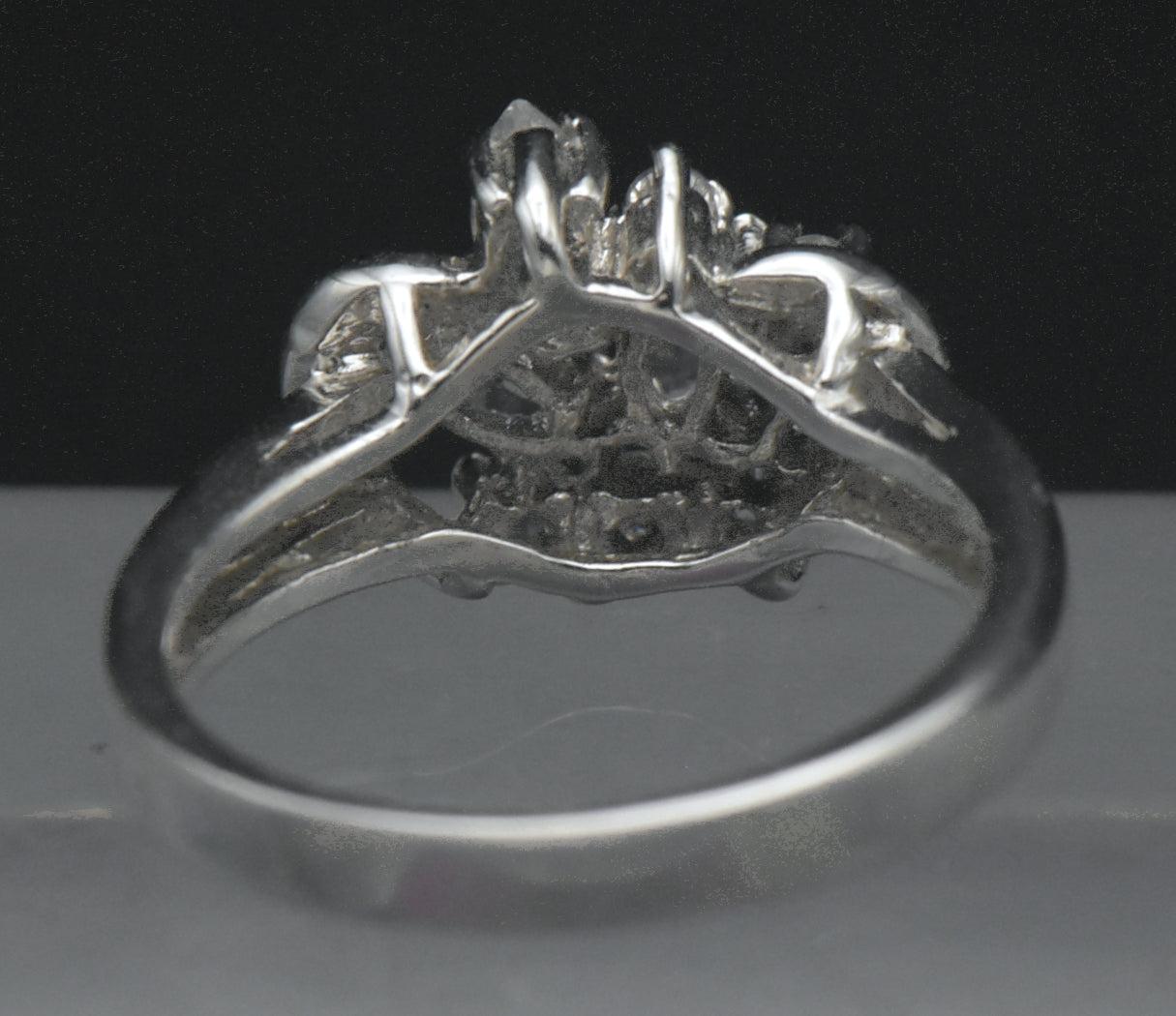 Vintage Sterling Silver CZ Crown Ring - Size 8